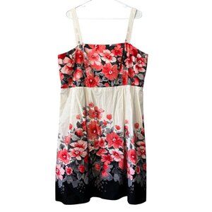 Dressbarn Floral Colorful Women's Dress Size 16W‎ Cotton Blend Zip Summer Casual